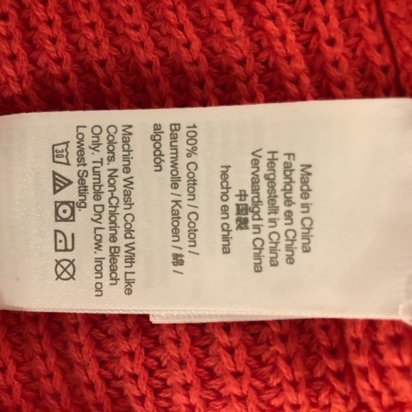 J. Crew Coral Cotton V Neckline Collared Knit Sweater Size Medium - Picture 7 of 7